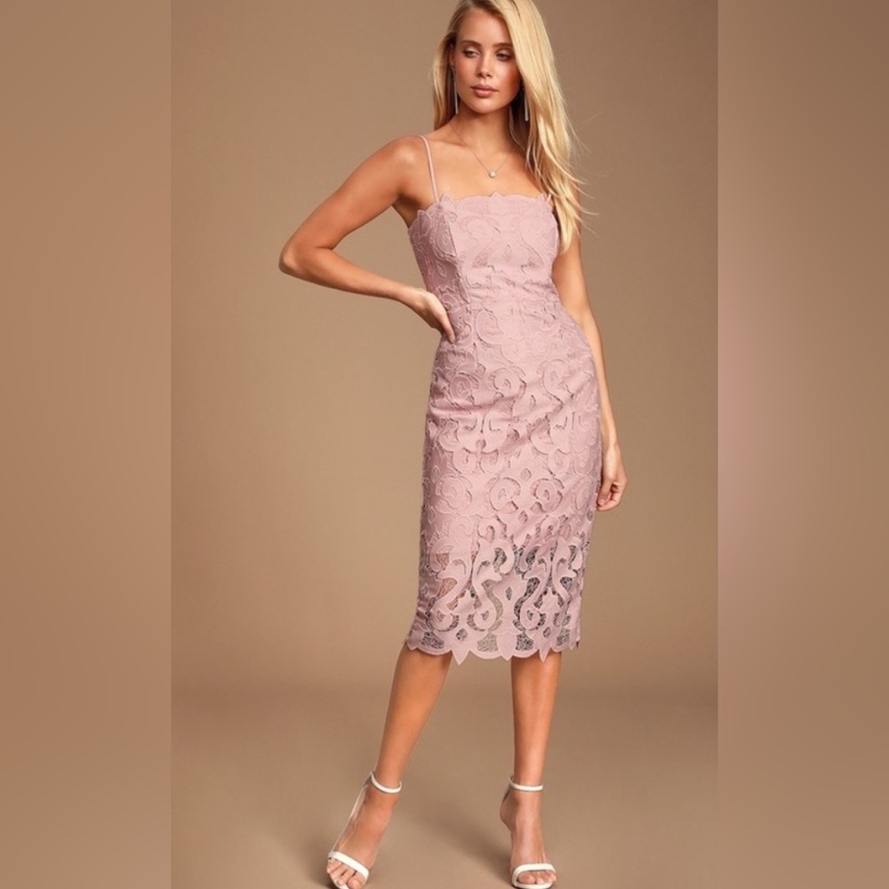 Bardot Lina Blush Lace Midi Dress - Picture 2 of 9